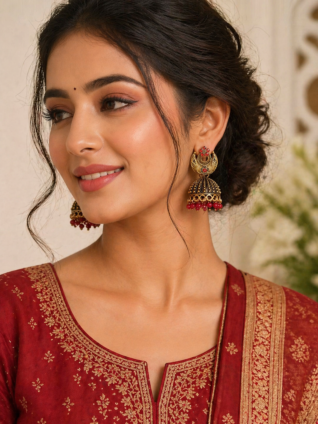 CHANDINI RED JHUMKA