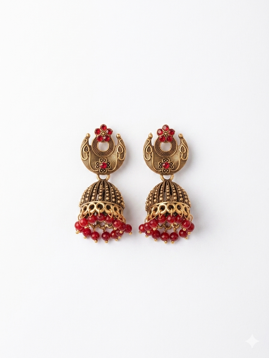 CHANDINI RED JHUMKA